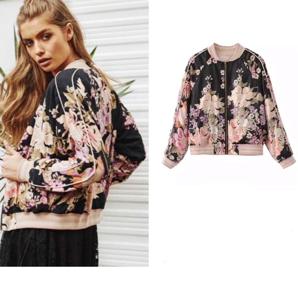 🎉Bohemian Floral Print Bomber Jacket